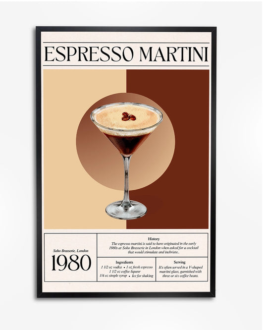 Iconisch Espresso Martini Glas - Retro Grafisch Ontwerp uit de Jaren '80