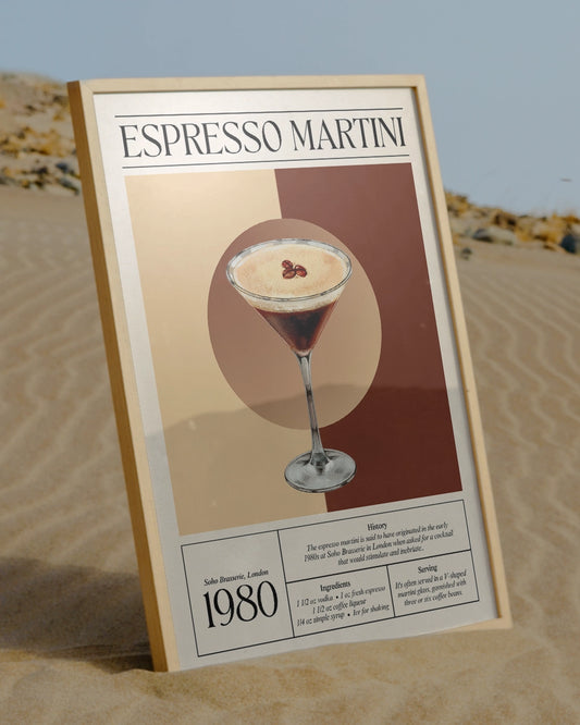 Iconisch Espresso Martini Glas - Retro Grafisch Ontwerp uit de Jaren '80