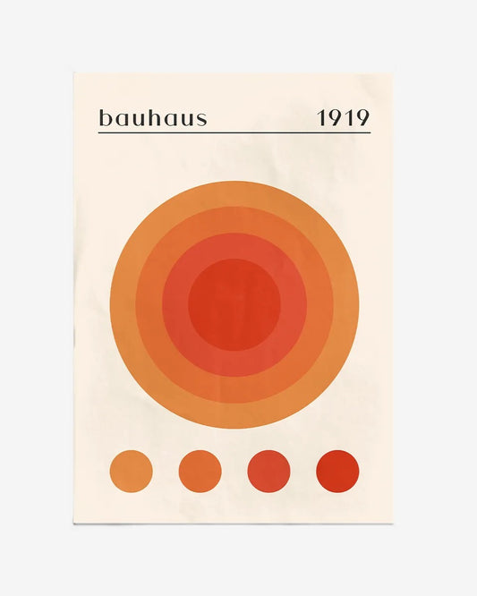 Bauhaus Poster – Gedurfde Oranje en Rood Geometrie