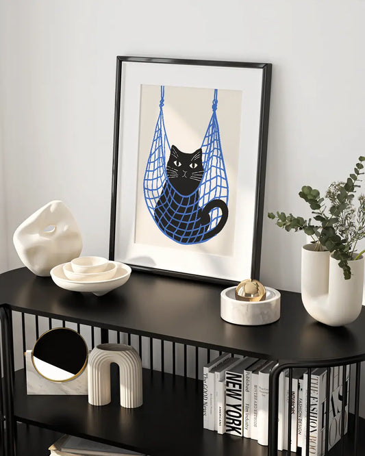 Zwarte kat - Line Art - Minimalistisch