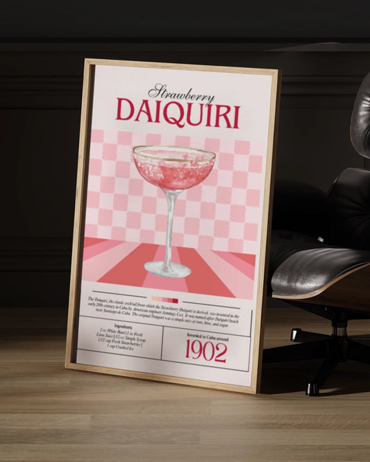 Strawberry Daigee Pink Dauphine Cocktail Poster - Retro Art Design