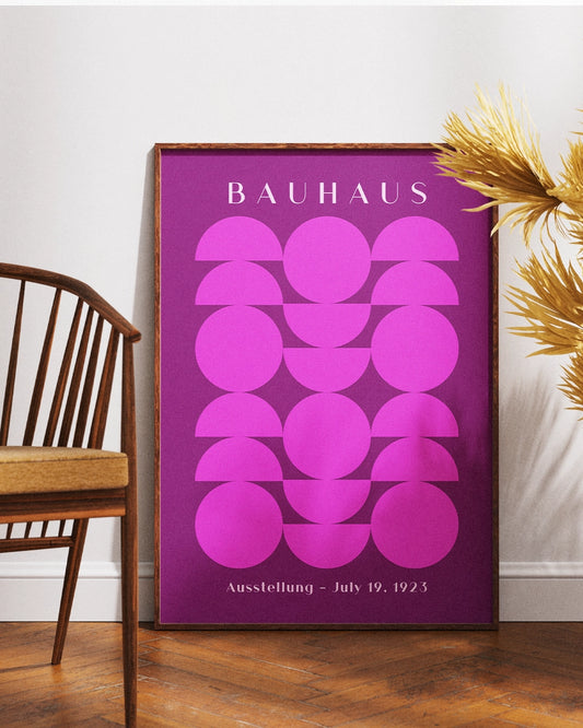 Minimalistische Bauhaus Museum Show Poster – Geometrisch Design met Typografie