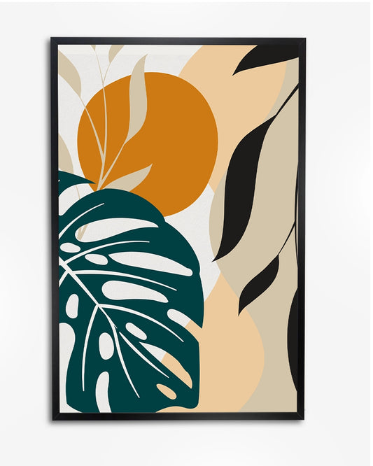 Boho Vectorillustratie met Botanische Bladeren en Gedempte Kleuren | Modern Design in Aardetinten