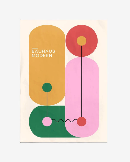 Bauhaus moderne poster – minimalistisch design met kleurrijke geometrische vormen