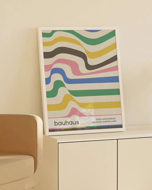 Poster "Bauhaus Celebration" - Kleurrijke Horizontale Strepen