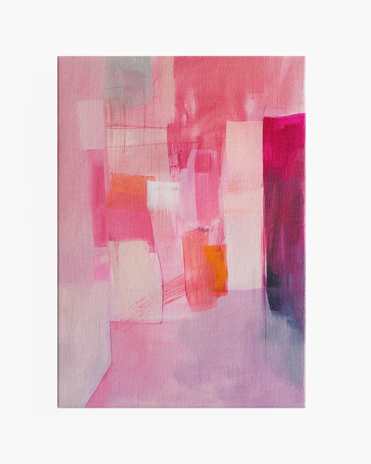 Abstract schilderij - Lichtroze en roze - Minimalistisch