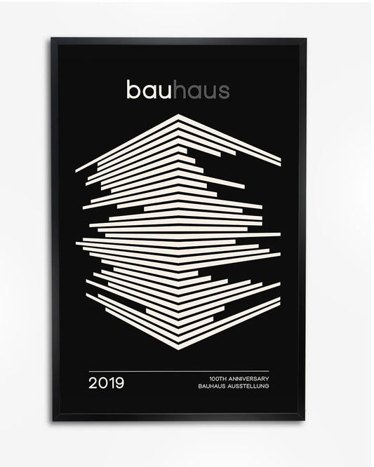 Bauhaus 100-jarig Jubileum Poster – Minimalistisch Geometrisch Ontwerp