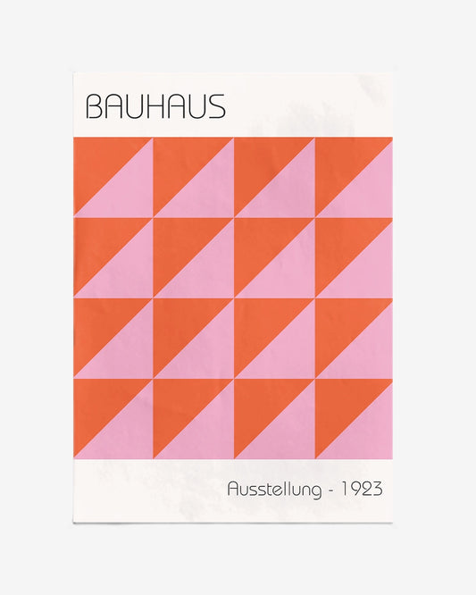 Bauhaus Poster - Geometrisch Ontwerp in Oranje en Roze