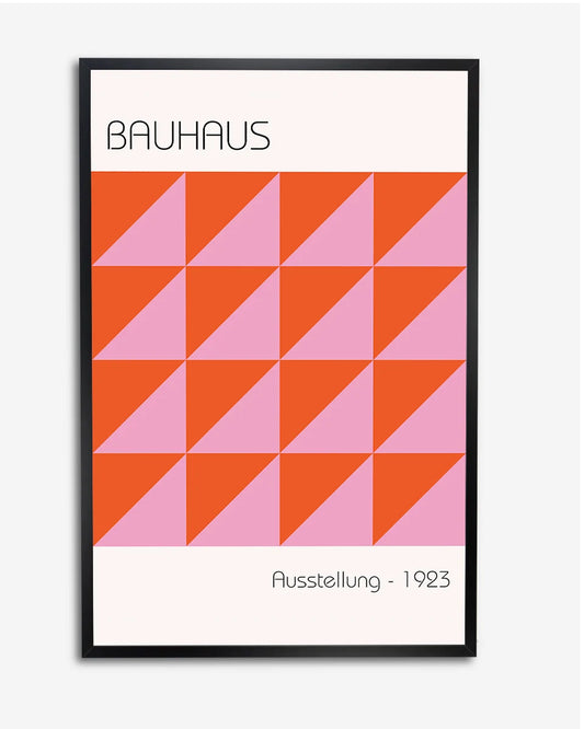 Bauhaus Poster - Geometrisch Ontwerp in Oranje en Roze