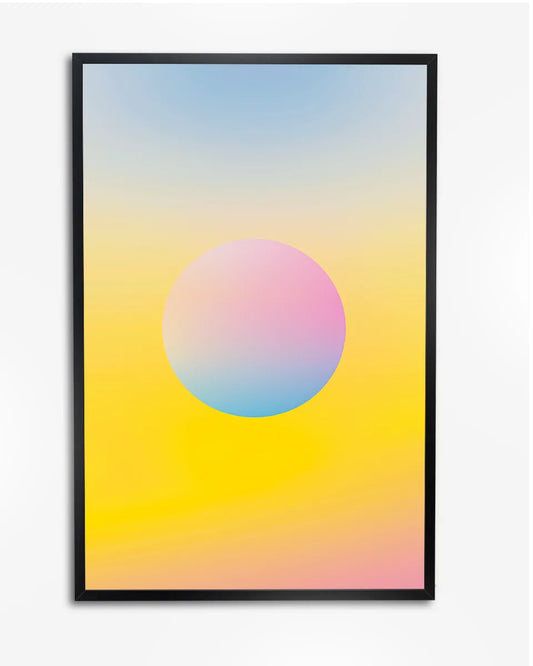 Poster - Cirkel Gradient - Geel, blauw en roze - James Turrell