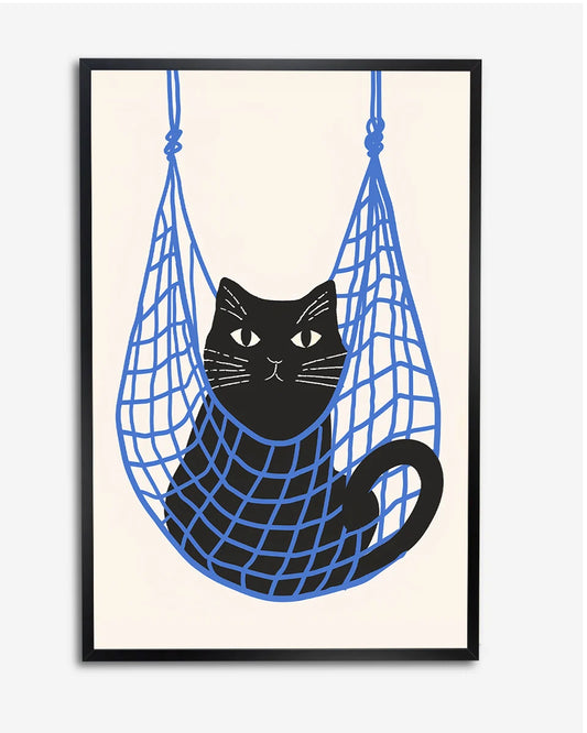 Poster - Zwarte kat - Line Art - Minimalistisch