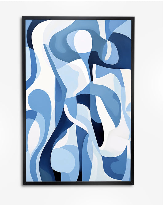 Abstracte Kunstposter - Blauw-Wit Matisse-Inspiratie