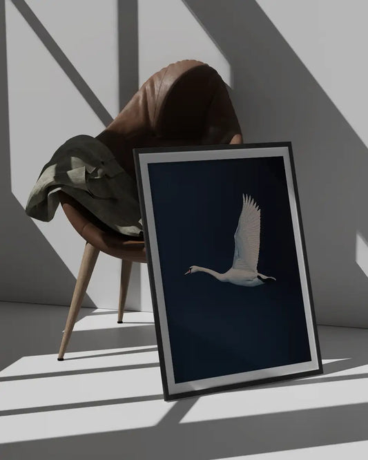 Vliegende zwaan - Marineblauw - Wayne Thiebaud