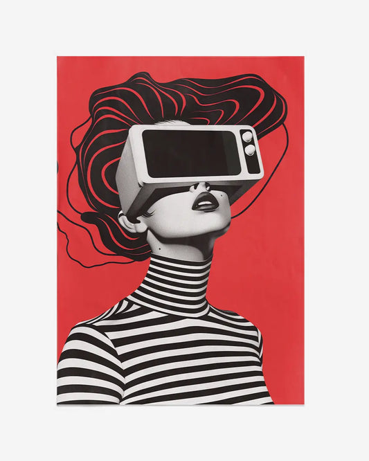 Vrouw met bril - Cyberpunk - Op-art