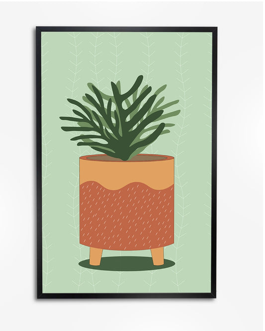 Charming Pot Plant Illustration with Legs in Modern Flat Style for Kid’s Room Decor