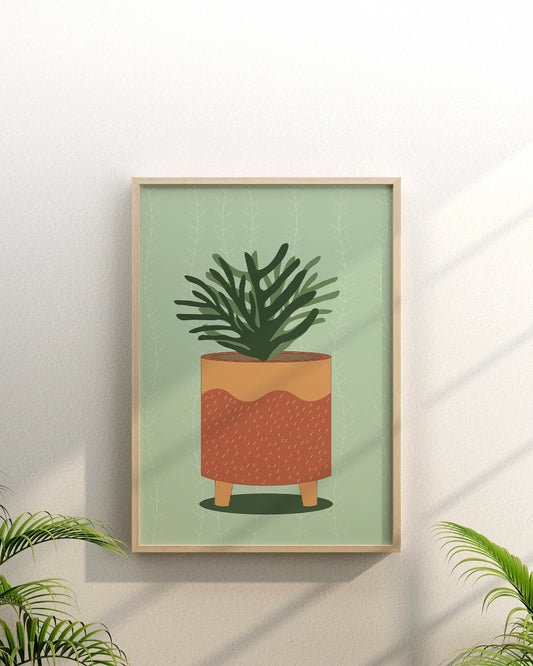 Charming Pot Plant Illustration with Legs in Modern Flat Style for Kid’s Room Decor