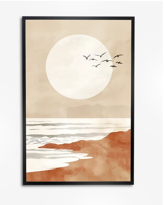 Poster - Vogels over het strand - Minimalistisch - Bohemian