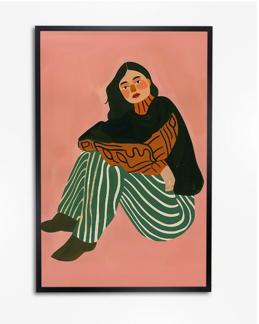 Poster - Vrouw in groen-wit gestreepte broek - Henri Matisse